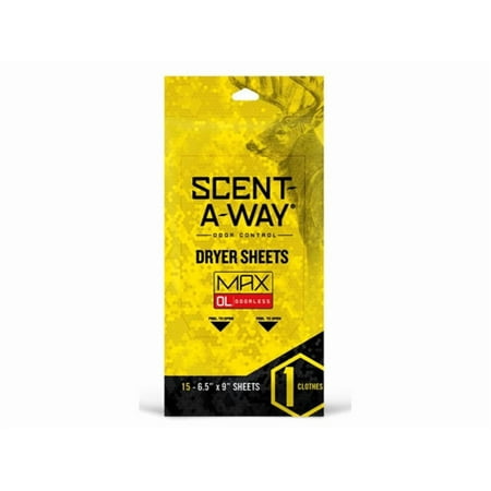 Hunter's Specialties Scent-A-Way MAX Odorless Scent Elimination Dryer Sheets Pack of 15