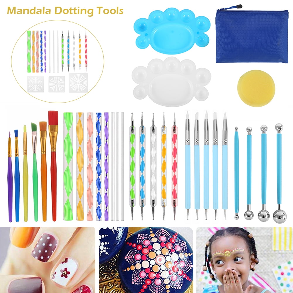 WOSKY 31 pieces mandala dotting tools set - professional supplies tools  kits, include mini easel, paint tray