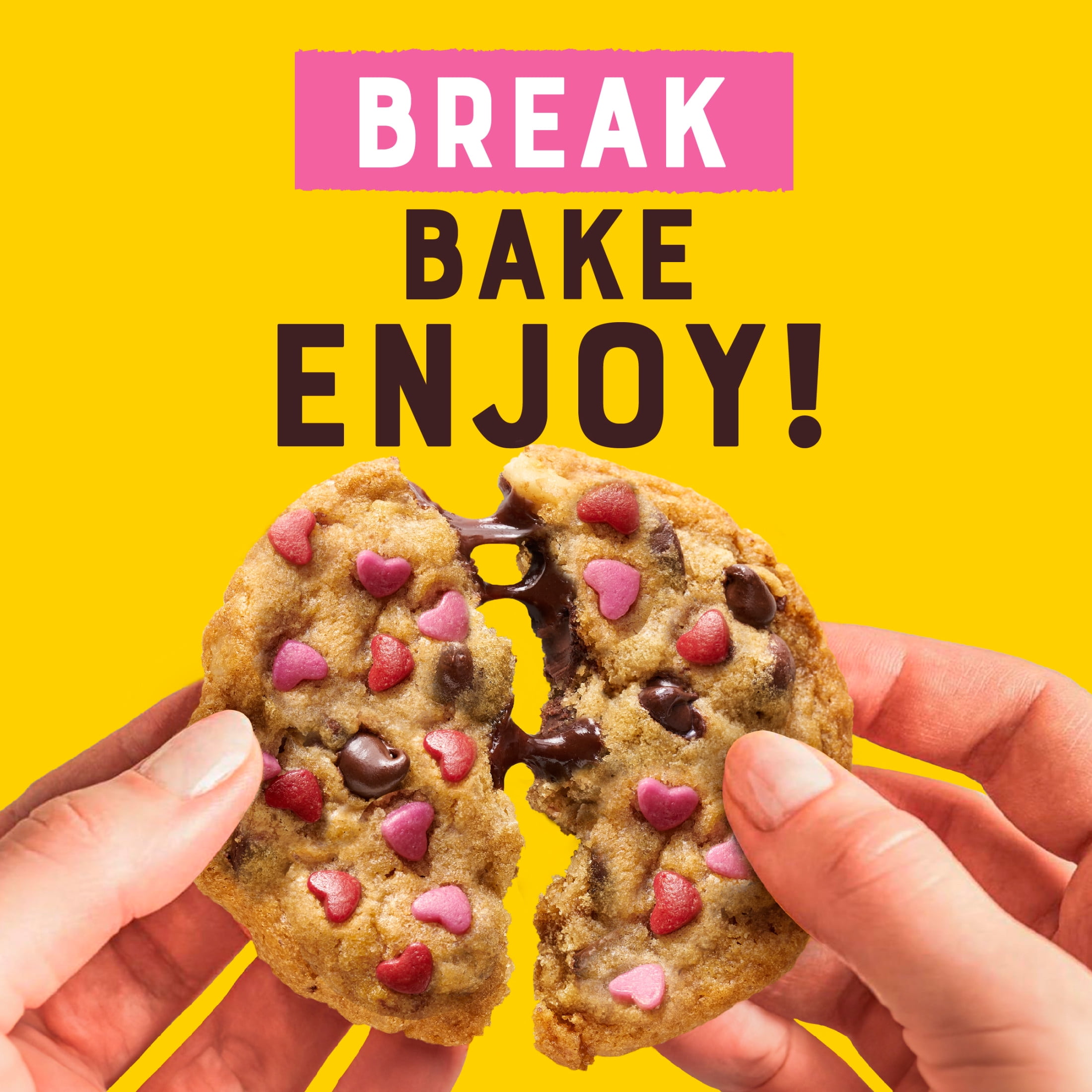 Nestle Toll House Ready to Bake Chocolate Chip Cookie Dough with Heart Sprinkles for Valentines Cookies, 14 oz
