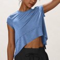 thumbnail image 2 of Blouse à Manches Courtes à Col Rond pour Femmes, Haut Décontracté Uni en Tissu Polyester, Coupe Régulière, Lavable à la Machine, pour le Quotidien et les Fêtes, 2 of 9