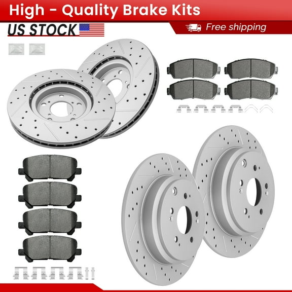 ACB ZONE Front Rear Brake Kits for Honda Odyssey 2011-2014 All Models, Drilled Slotted Disc Brake Rotors and Ceramic Brake Pads