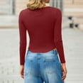 thumbnail image 5 of Womens Scoop Neck Crop Tops Slim Fit Long Sleeve Ribbed Knit T-Shirts Solid Y2k Casual Going Out Fall Clothes (XL, Wine), 5 of 7