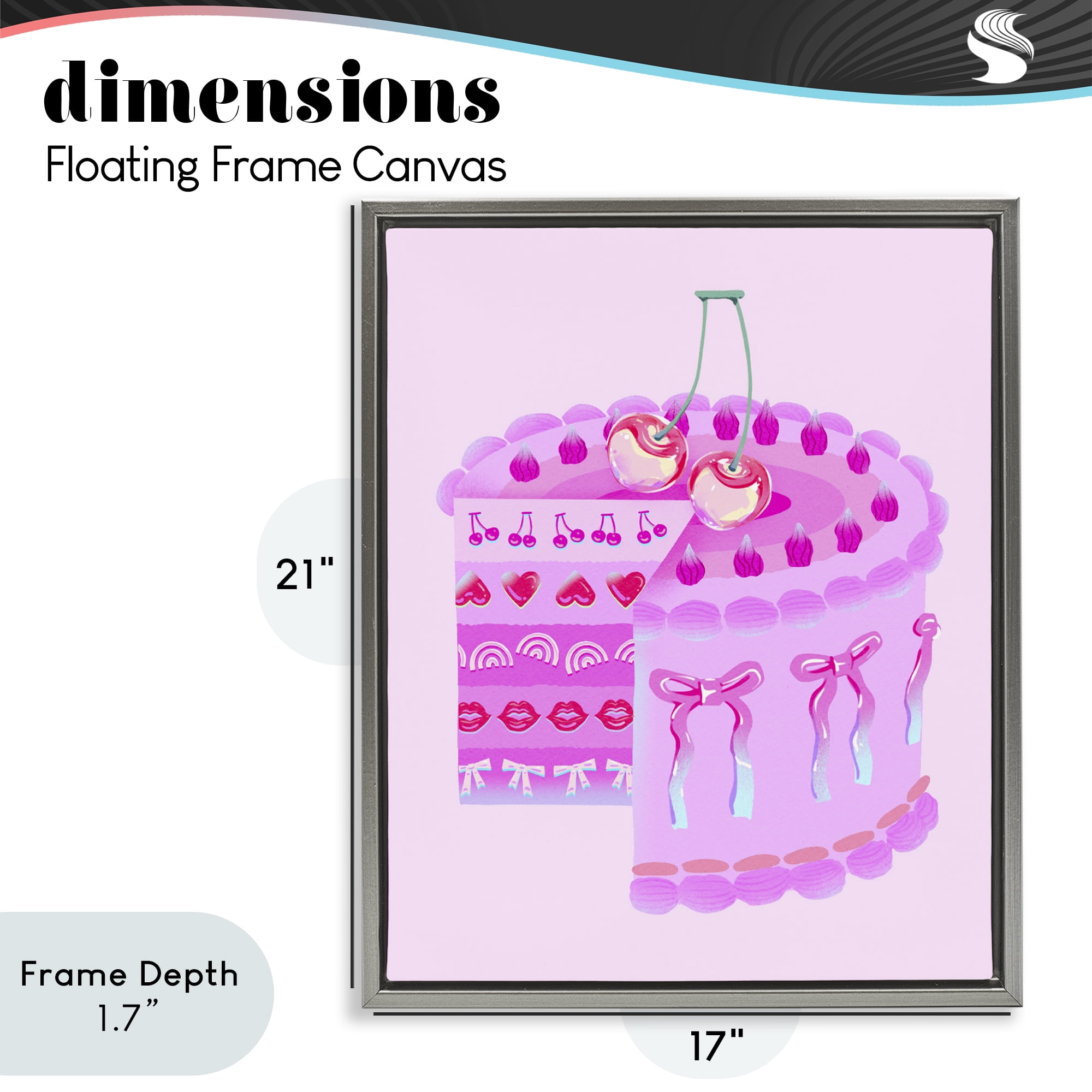 Stupell Industries Pastel Cherry Layered Cake Gray Framed Floater Canvas Wall Art, design by Ziwei Li