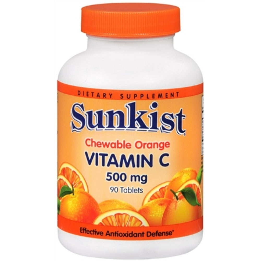 Sunkist Vitamin C 500 mg Tablets Chewable Orange 90 Tablets (Pack of 2