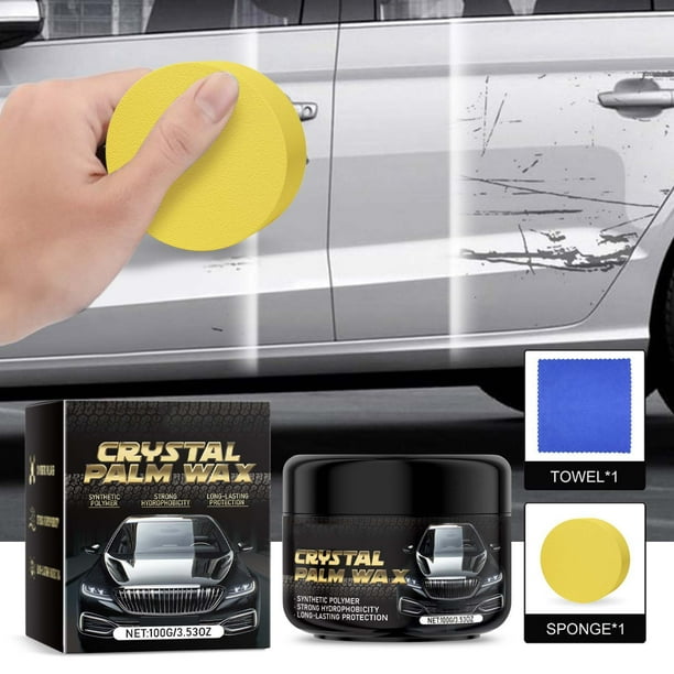 Cera pulidora para reparar rayones de auto | Pasta para eliminar rayones con partículas abrasivas y fórmula antioxidante | Kit de secado rápido para eliminar rayones de pintura de auto con esponja
