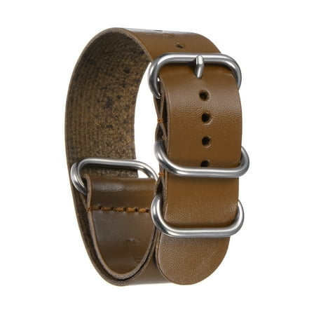 Uxcell Genuine Leather Watch Band 24mm Quick Release Watch Strap with Silver Metal Buckle for Men Women, Light Brown