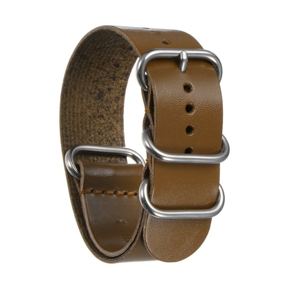 Uxcell Genuine Leather Watch Band 24mm Quick Release Watch Strap with Silver Metal Buckle for Men Women, Light Brown