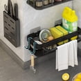 thumbnail image 5 of ZOOMPIL Kitchen Sink Organizer, Sink Organizer Hanging, Stainless Steel Sink Organizer Black with Towel Holder and Hooks, For Storing Kitchen Utensils Such as Sponges and Brushes, 5 of 7