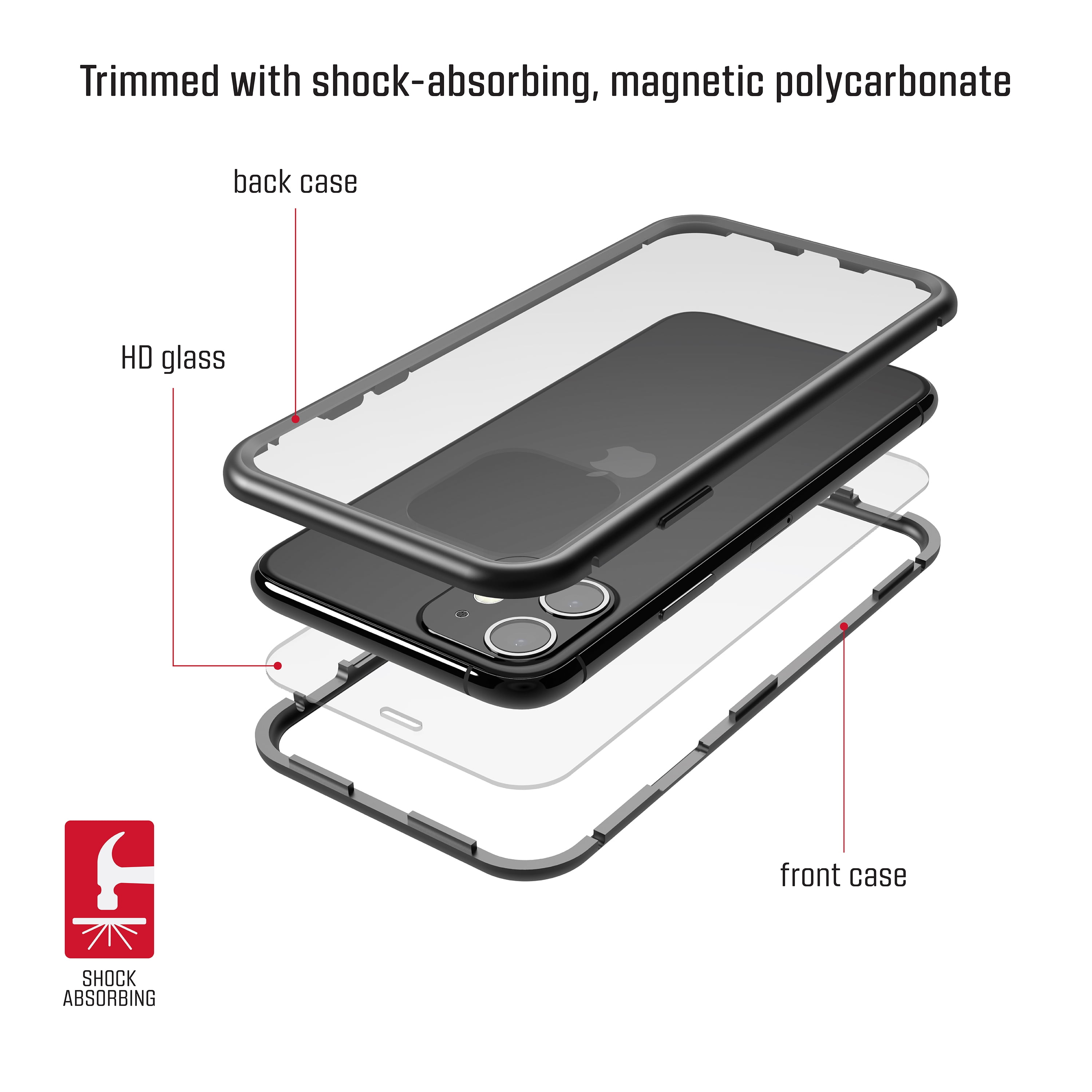 ProGlass 360 – Full Body Shock-Absorbing Magnetic Phone Case with 360° Protection, Shatter & Smudge Resistant HD Glass Screen Protector, Sleek & Lightweight Design for iPhone 11