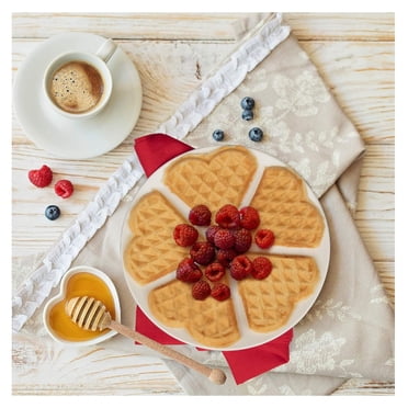 Heart Waffle Maker - Make 5 Heart Shaped Waffles for Special Morning Breakfast- Nonstick Baker Easy Cleanup, Electric Waffler Griddle Iron w Adjustable Control- Kitchen Essential Must Have
