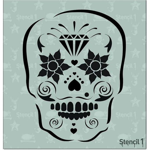 Stencil1 Sugar Skull Stencil Halloween Day of the Dead Art Craft - 5.75" x 6"