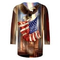 thumbnail image 5 of Meichang Memorial Day Shirts for Women 3/4 Sleeve American Flag Tops 4th of July Patriotic Independence Day T-Shirts USA Flag Red White and Blue Blouses, 5 of 6