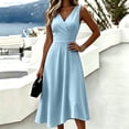thumbnail image 5 of Ovbmpzd Flowy Summer Long Wedding Guest Dresses for Women Plus Size Elegant formal Dresses Sleeveless Light Blue V-Neck Tank Dresses,XXL, 5 of 6