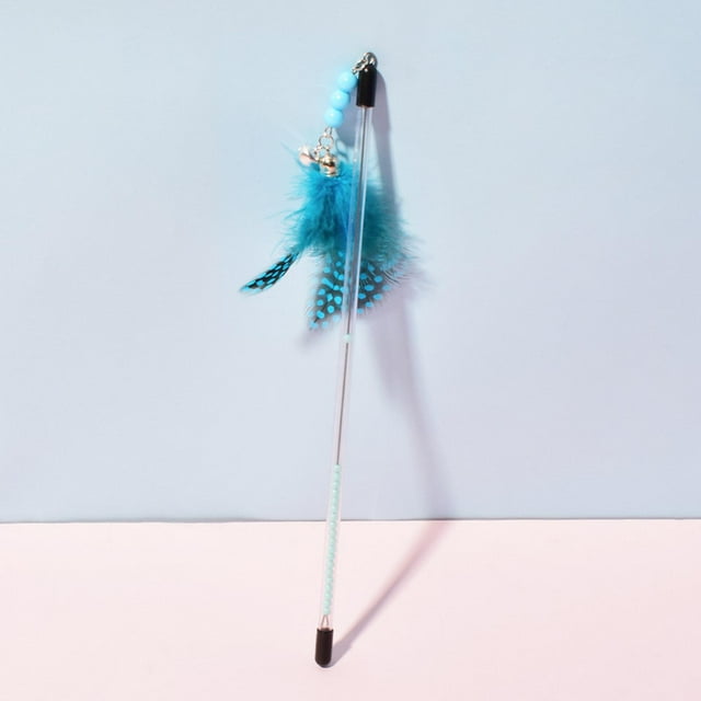 Palo para gato de juguete, juguete de plumas para gato, divertido telescópico, portátil, interactivo, juguete para gato, palo de Teaser para gatito,