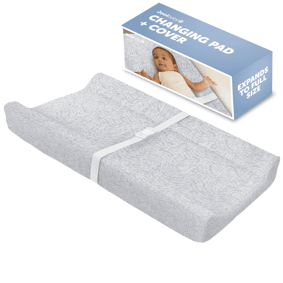 Jool Baby Soft Changing Pad Washable Cover, Non-Slip - Fits Standard Changing Tables & Dressers (Wave Pattern, Gray)