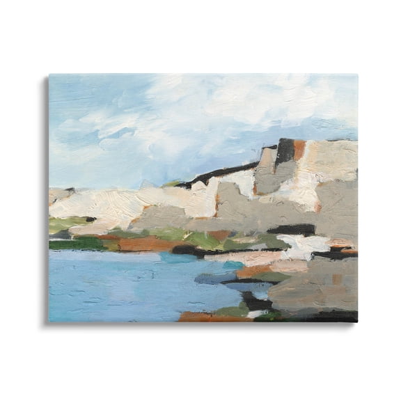 Seaside Cliff Abstract Landscape Landscape Painting Gallery Wrapped Canvas Print Wall Art