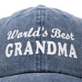 thumbnail image 2 of DALIX Worlds Best Grandma Hat Gift Washed Cotton Cap Gift in Washed Denim Navy Blue, 2 of 6