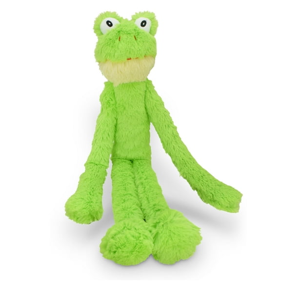 Multipet Swingin' Slevin Frog, Plush Dog Toy, Green, 5 Squeakers, 21 inches