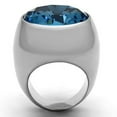 thumbnail image 3 of Womans Silver Aquamarine Ring High polished (no plating) 316L Stainless Steel Ring with Glass in Sea Blue TK1367, 3 of 4