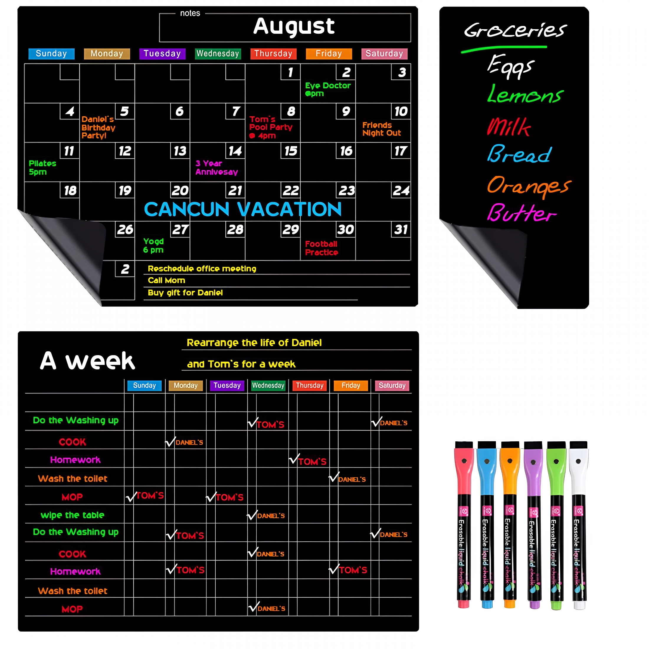 CCOCC 2026 New Magnetic Calendar Planning Board,Refrigerator Daily Calendar Whiteboard for Fridge Meal Planner Board White Board for School Home 6Ml