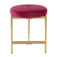 thumbnail image 5 of Chloe Contemporary Vanity Stool in Gold Metal and Blush Pink Velvet by LumiSource, 5 of 8