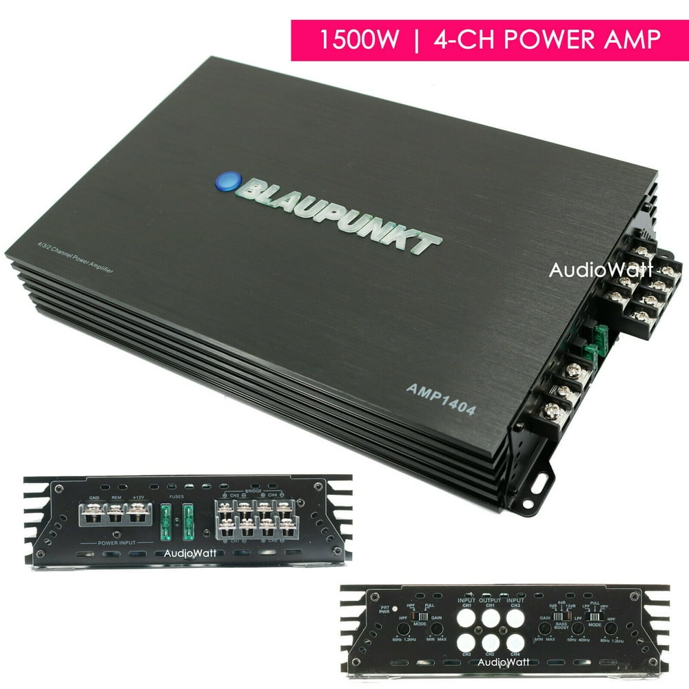 Blaupunkt AMP1404 Car Audio 4-Channel Amp Amplifier 1500 Watts Max Peak