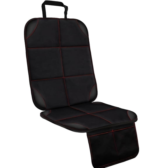 Car Seat Protector, Large Auto Protector for Child Seats with Thickest Padding and Non-Slip Backing Mesh Pockets for SUV, Sedan, Truck, Leather and Fabric - Black