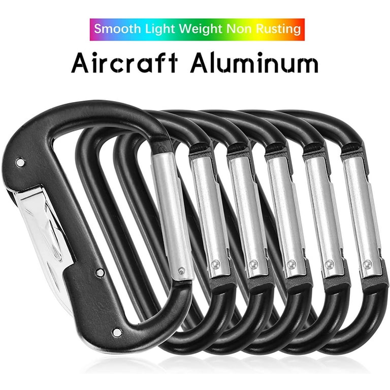 Aluminum Carabiner D Shape, Spring Snap Hook Key Chain Clip,  Multifunctional Keychain Clip, Set of 6,,F114177