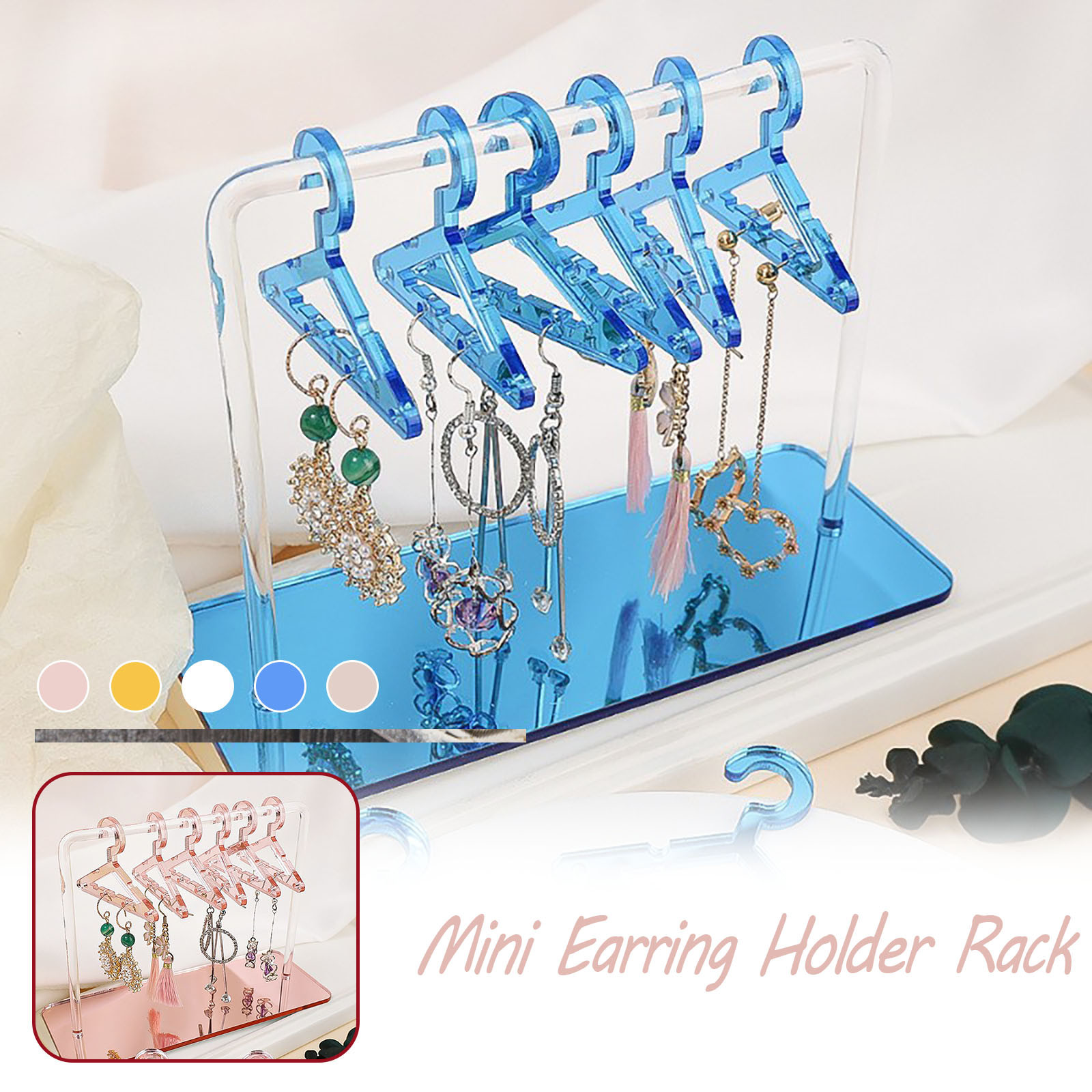Acrylic Earring Holder Rack With Mini Hangers Jewelry Display Stand Ear