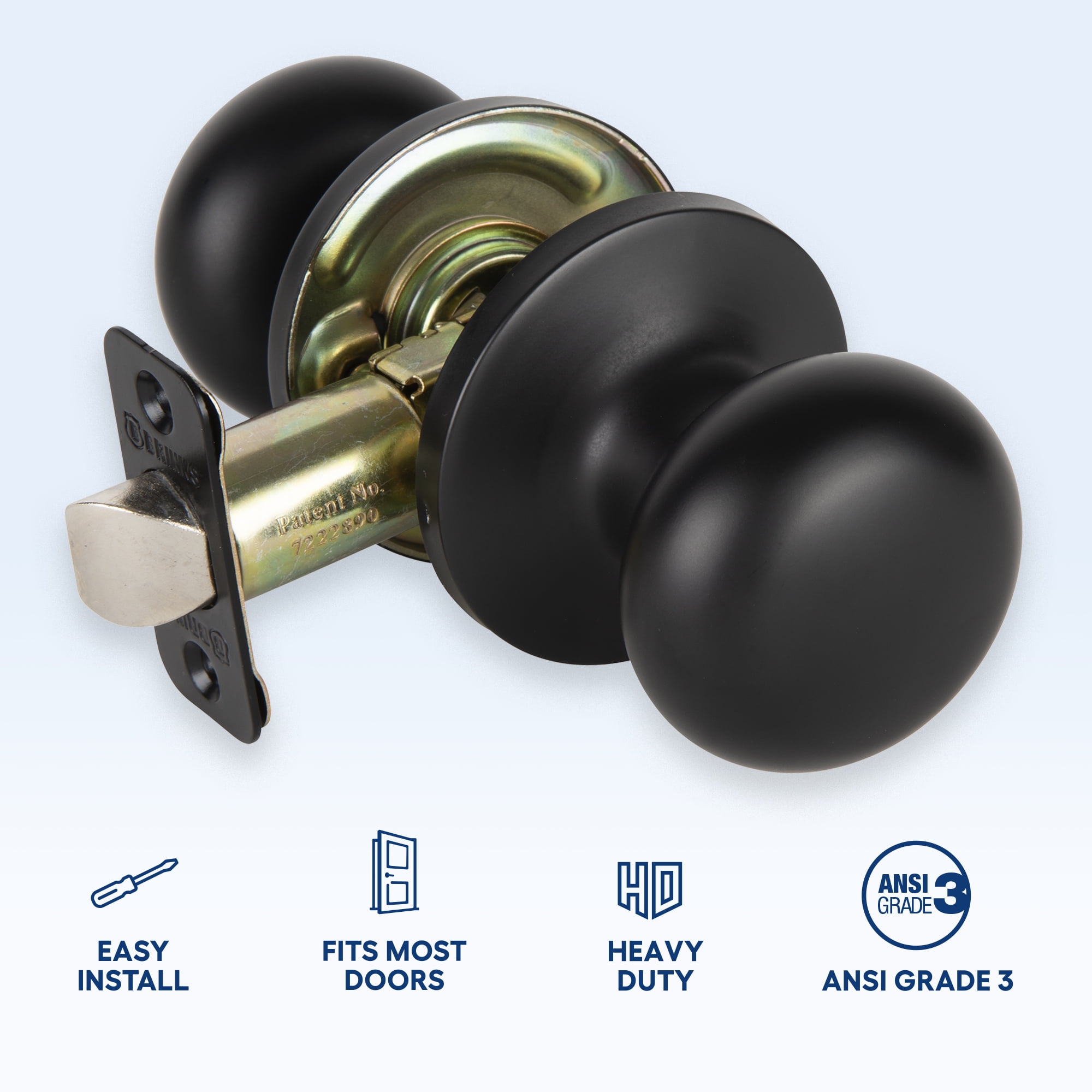 Brinks Passage Mushroom Doorknob, Matte Black Finish