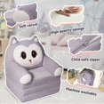 thumbnail image 3 of Kids Sofa Chair for Toddler, 2-in-1 Folding Soft Baby Couch with Removable Cover, Comfy Plush Children's Recliner, Convertible Floor Sofa Bed to Lounger for Girls Boys Age 1-3,Owls Grey, 3 of 6