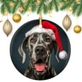 thumbnail image 2 of Great Dane Dog Wear Santa Hat Ceramics Ornaments Dog Lovers Ceramic Double Sided Tree Xmas Ornament Xmas Tree Decoration Christmas Ornament for Family Sister Friend, 2 of 8