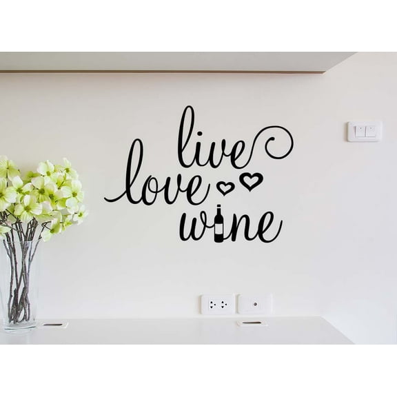 Live Love Wine 22 X 16 Calligraphy Sticker Wall Decal Art Decor Cooking Kitchen Motivational Inspirational Wall Sticker Decorative Lettering Iron Chef