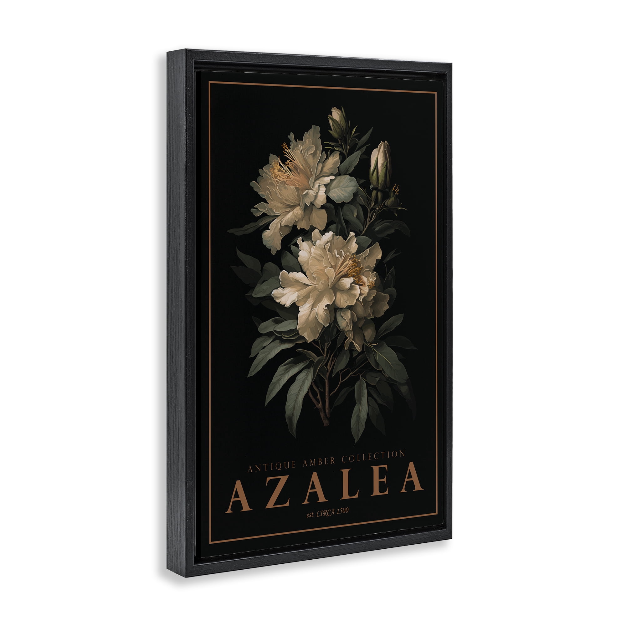 Stupell Industries Antique Azalea Light Black Framed Floater Canvas Wall Art, design by Chris Giampietro