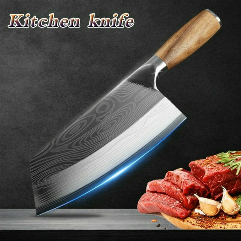 Kitchen Knife Bone Chopper Cutter Cleaver Slicing Meat 4Cr14 Steel Wood  Handle S