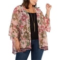 thumbnail image 1 of Style & Co. Kimono à Fleurs pour Femmes, Rose, Grande Taille, 1X, 1 of 1