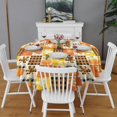 thumbnail image 2 of Fall Pumpkins Leaves Pattern Round Tablecloth 60" X 60",Wrinkle Wipeable Table Cloth for Kitchen Dining Room Picnic Patio Party, 2 of 6