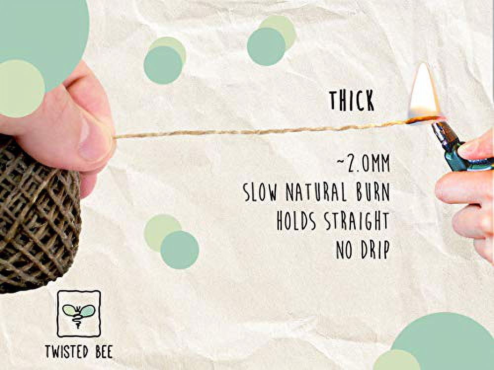 Thick x 200ft, Organic Hemp Wick with Natural Beeswax Coating | Twisted Bee