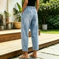 thumbnail image 6 of Women's Baggy Jeans Elastic High Waist Loose Tapered Denim Pants Side Button Detail Y2K Trousers with Pockets Vintage Casual Streetwear Light Blue, 6 of 6