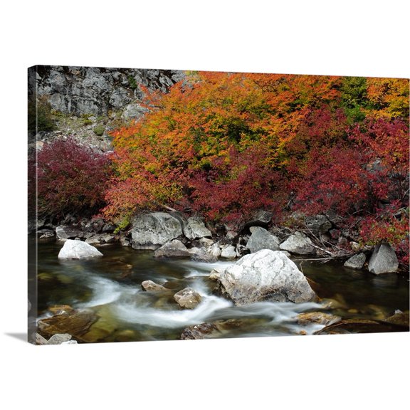 Great BIG Canvas | "Washington, Hwy 2, fall along the Nason Creek in the North Cascades" Canvas Wall Art - 24x16