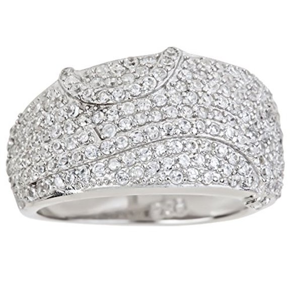 Decadence Sterling Silver Random Swirl Pave Cubic Zirconia Ring