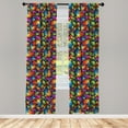 thumbnail image 3 of Ambesonne Floral Curtains, Colorful Flowers Vintage, Pair of 28"x63", Multicolor, 3 of 5