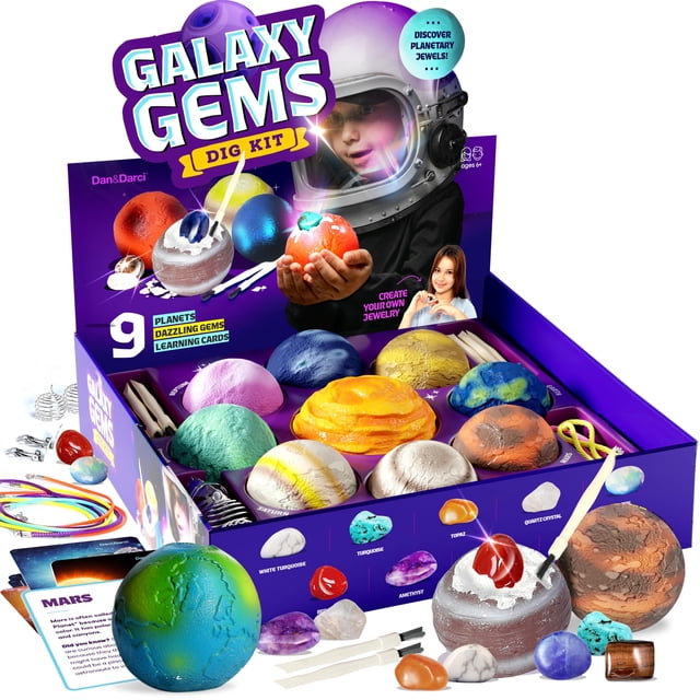 Kit Gem Dig Dan&Darci Galaxy para niños de 6 a 10 años con 9 gemas