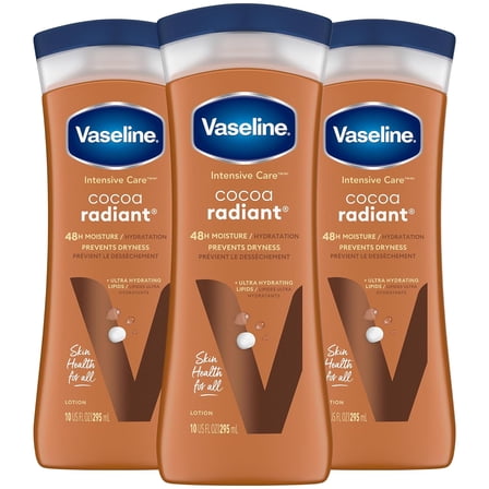 Vaseline Intensive Care Cocoa Radiant Butter Jelly Body Lotion Non-Greasy 10oz 3-Pack