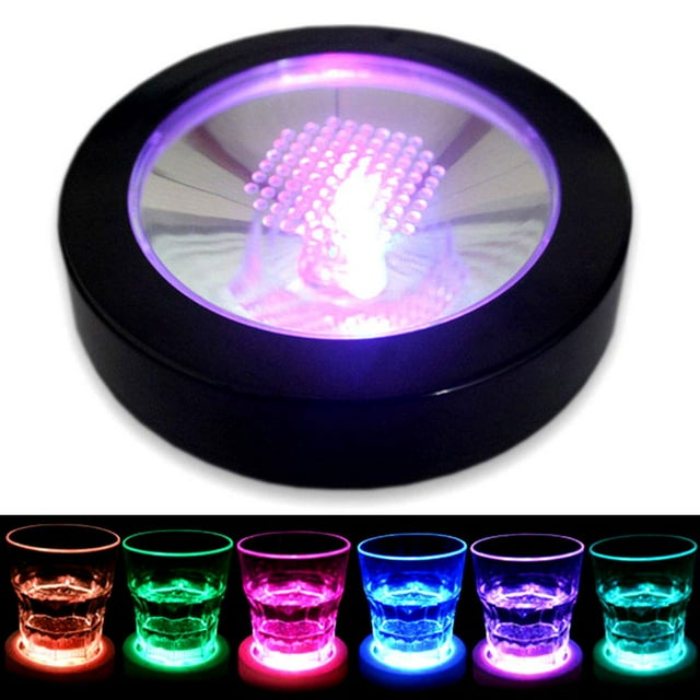 WJCA Smart LED Drink Coasters Set - USB Rechargeable Glowing Pads for Beverage Containers, Ideal Home Bar Decor & Party Entertainment.
