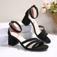 thumbnail image 6 of Strappy Heels for women Open Toe Chunky Block Heels Buckle Sandals for Women Comfortable Wedding Party Dress Shoes Summer Low Heel Sandals, 6 of 9