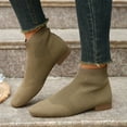 thumbnail image 6 of Bmawag Women Casual Boots Square Toe Chunky Heel Lightweight Breathable Mid Calf Ankle Sock Boots Women Casual Comfort Fashion Booties Short Boots Khaki 42, 6 of 10