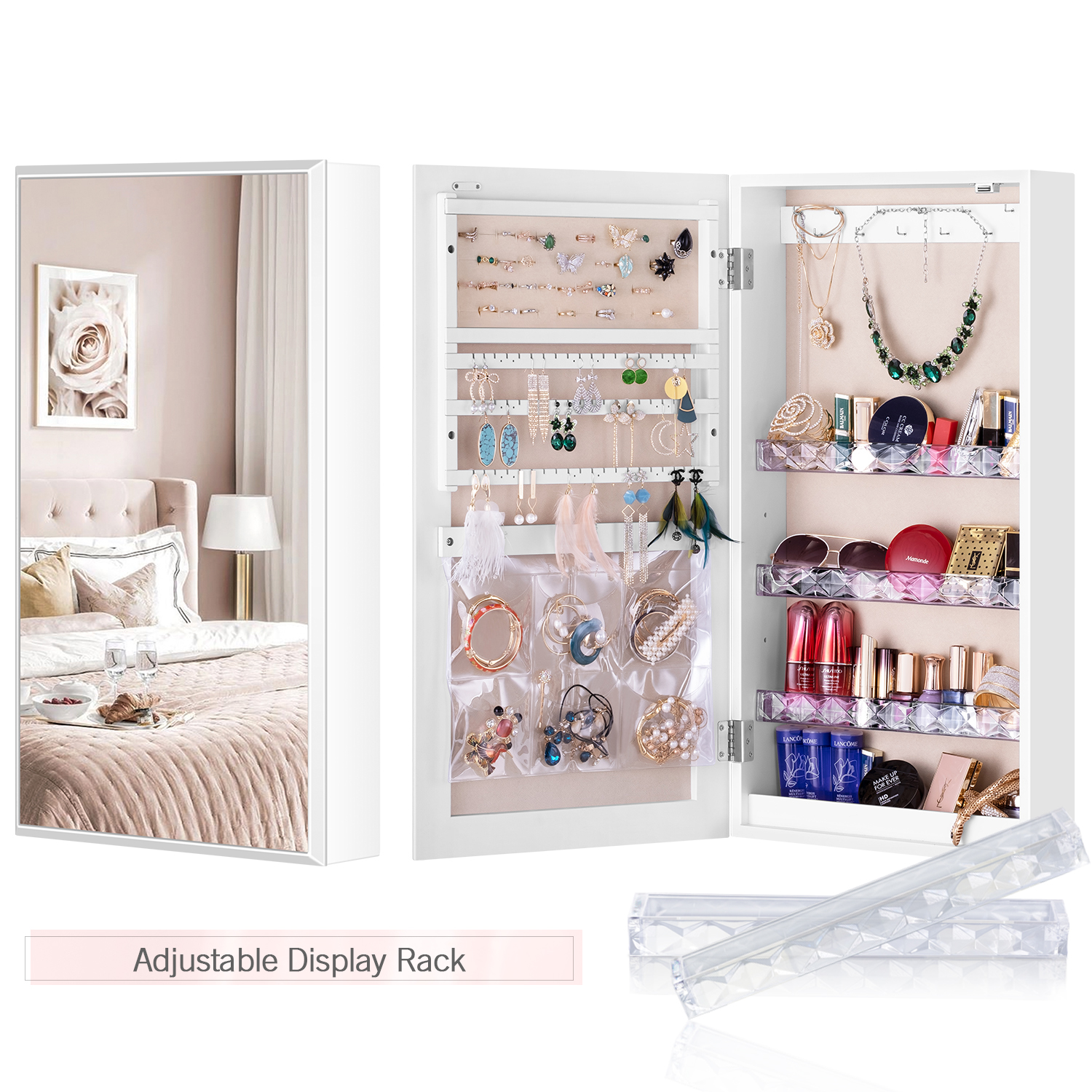 LUXFURNI Small Mirror Jewelry Wall/Door Mounted Lightweight