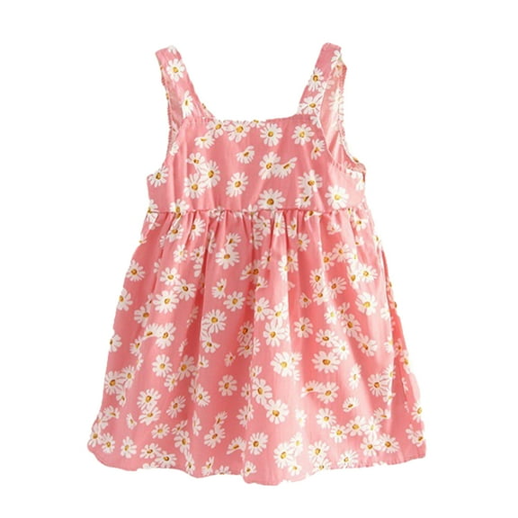 MXIEZI Baby Toddler Printed Princess Dresses for Little Girls Summer Halter Dress Kids Sleeveless Casual Tank Outfit Sundress for Girls 1-6T