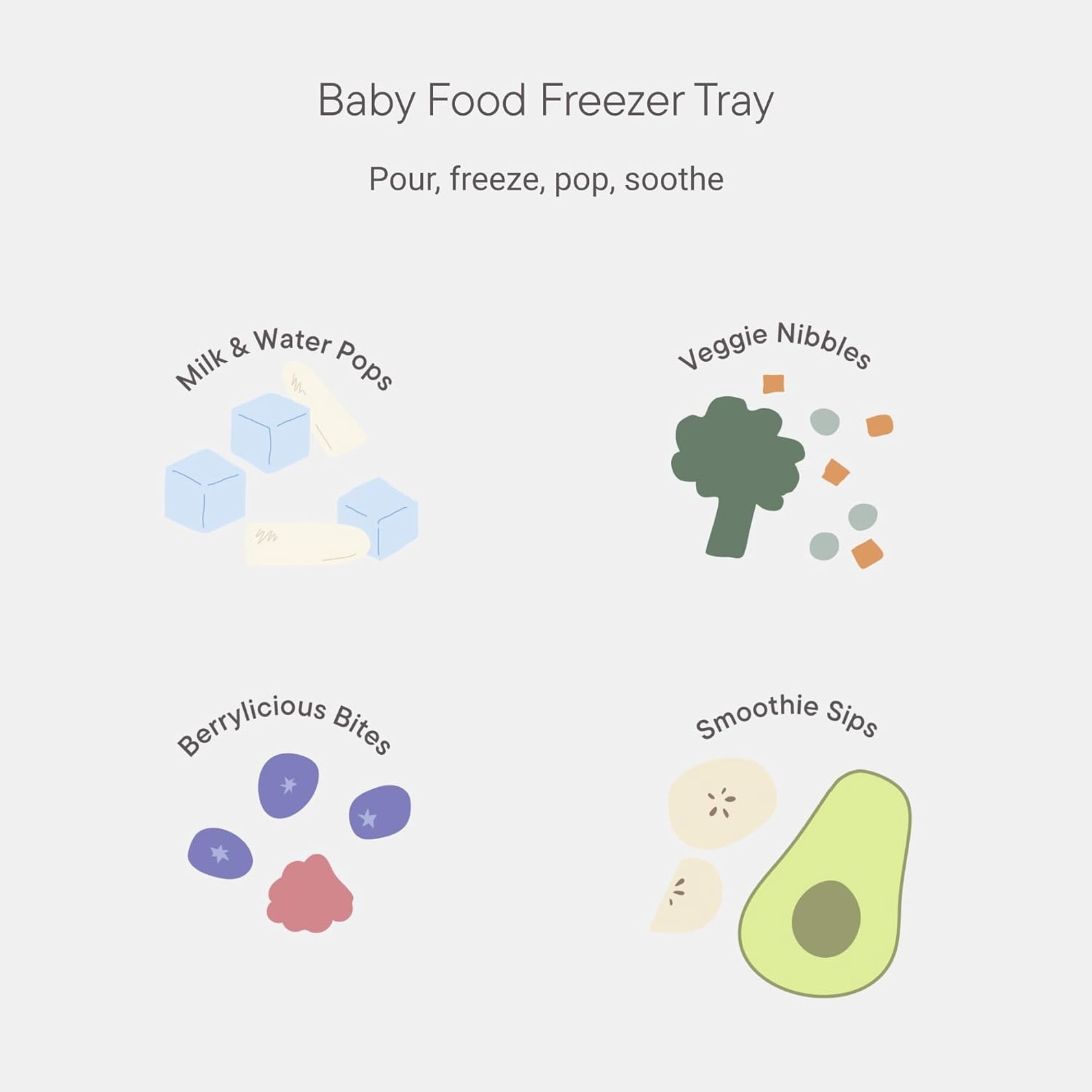 BIBS Infant Silicone Baby Food Freezer Tray, Ivory, 1 Piece